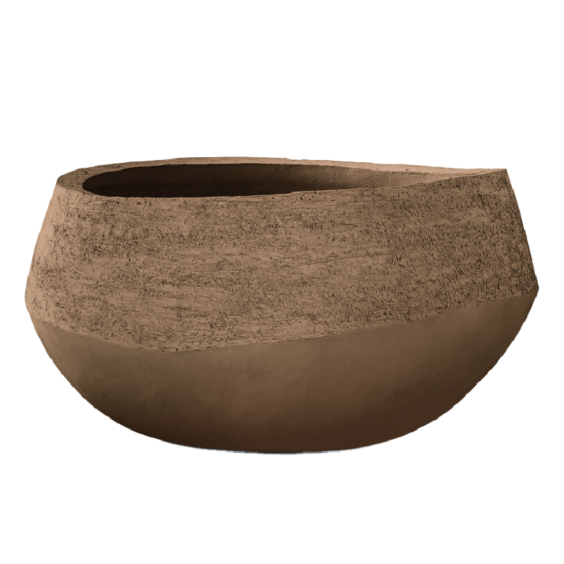 Domani Atlantis Organic Bowl: Handgefertigte, frostsichere Schale aus hochwertigem Ton in der Farbe Natural Sand. Durchmesser 60 cm, Höhe 34 cm.