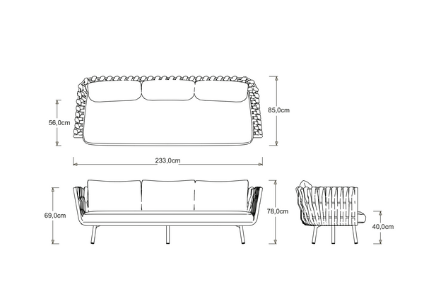 Tribù TOSCA Sofa 233 cm