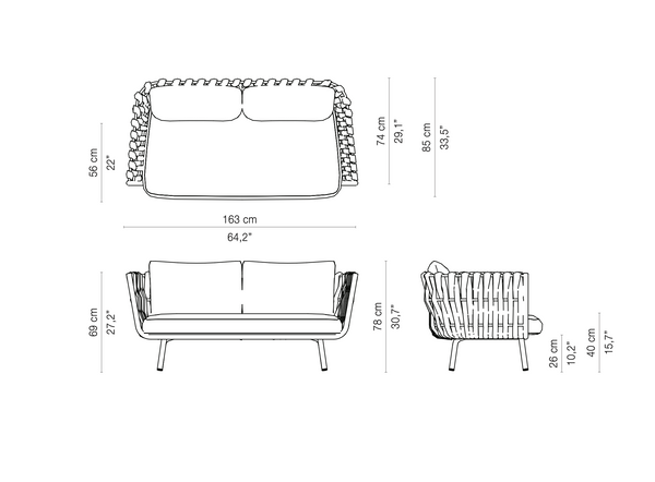 Tribù TOSCA Sofa 163 cm