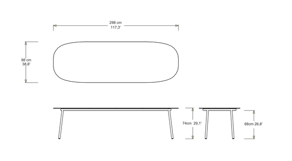 Table à manger ovale Tribù TOSCA 298 cm