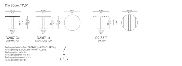 Tribù T-TABLE niedriger runder Esstisch Ø80 cm