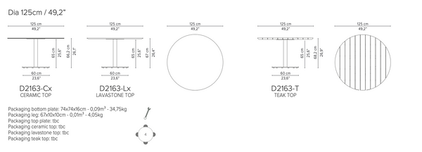 Tribù T-TABLE low round dining table Ø125 cm