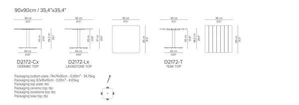 Tribù T-TABLE niedriger Esstisch 90 cm