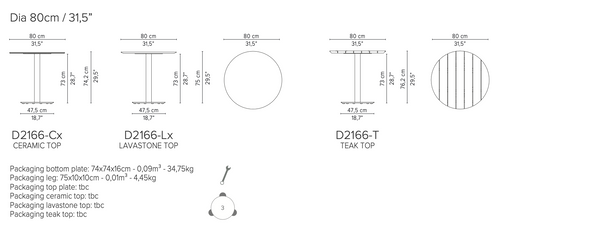 Tribù T-TABLE round dining table Ø80 cm