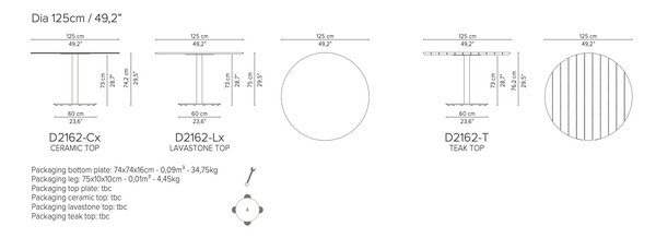 Table à manger ronde Tribù T-TABLE Ø125 cm