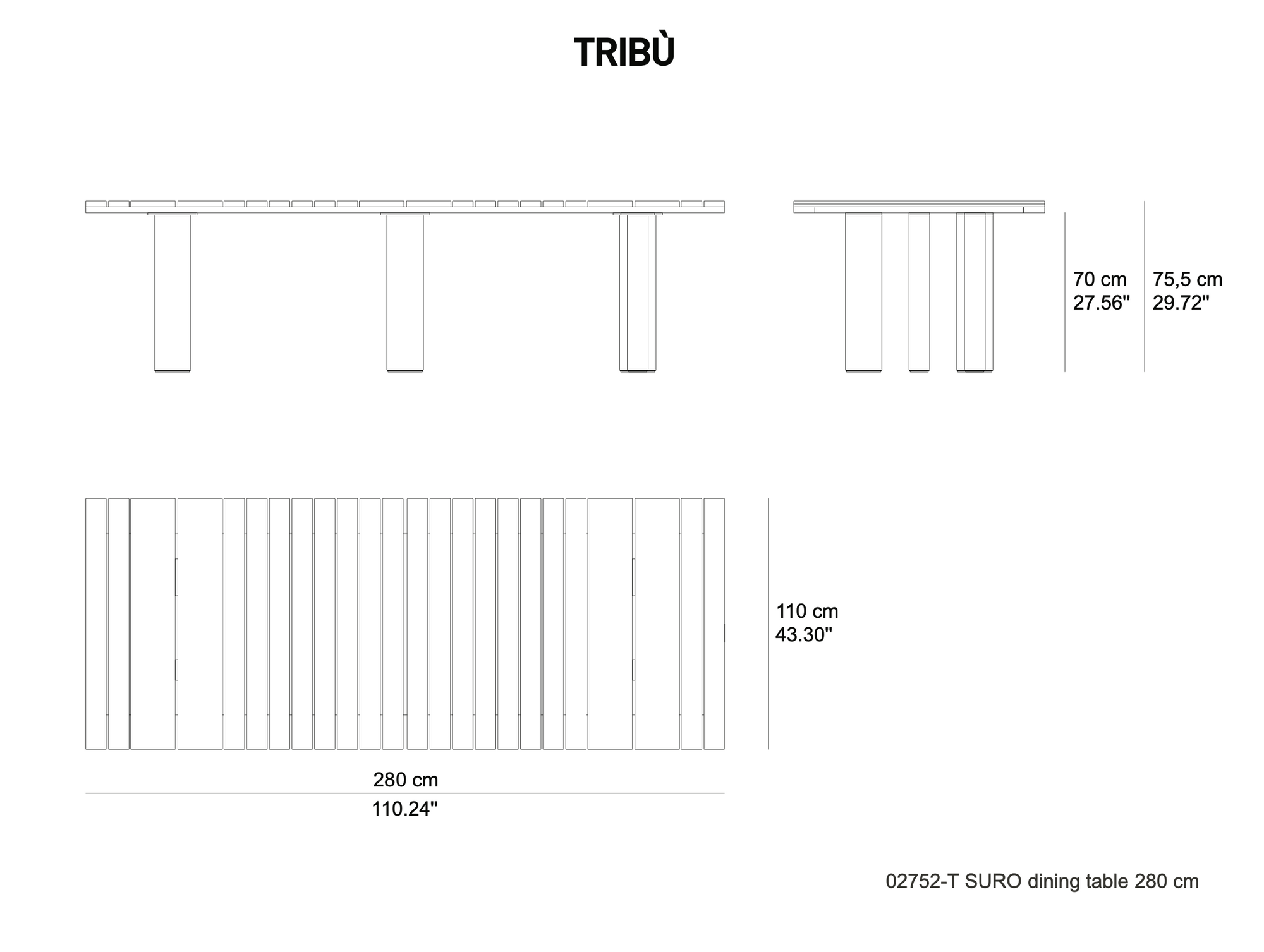 Tribù Suro Esstisch 280 cm