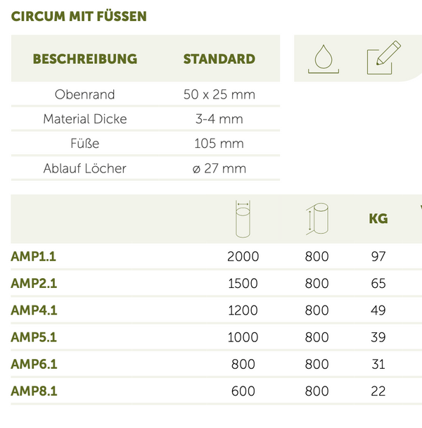 Adezz Circum aus Aluminium mit Füßen