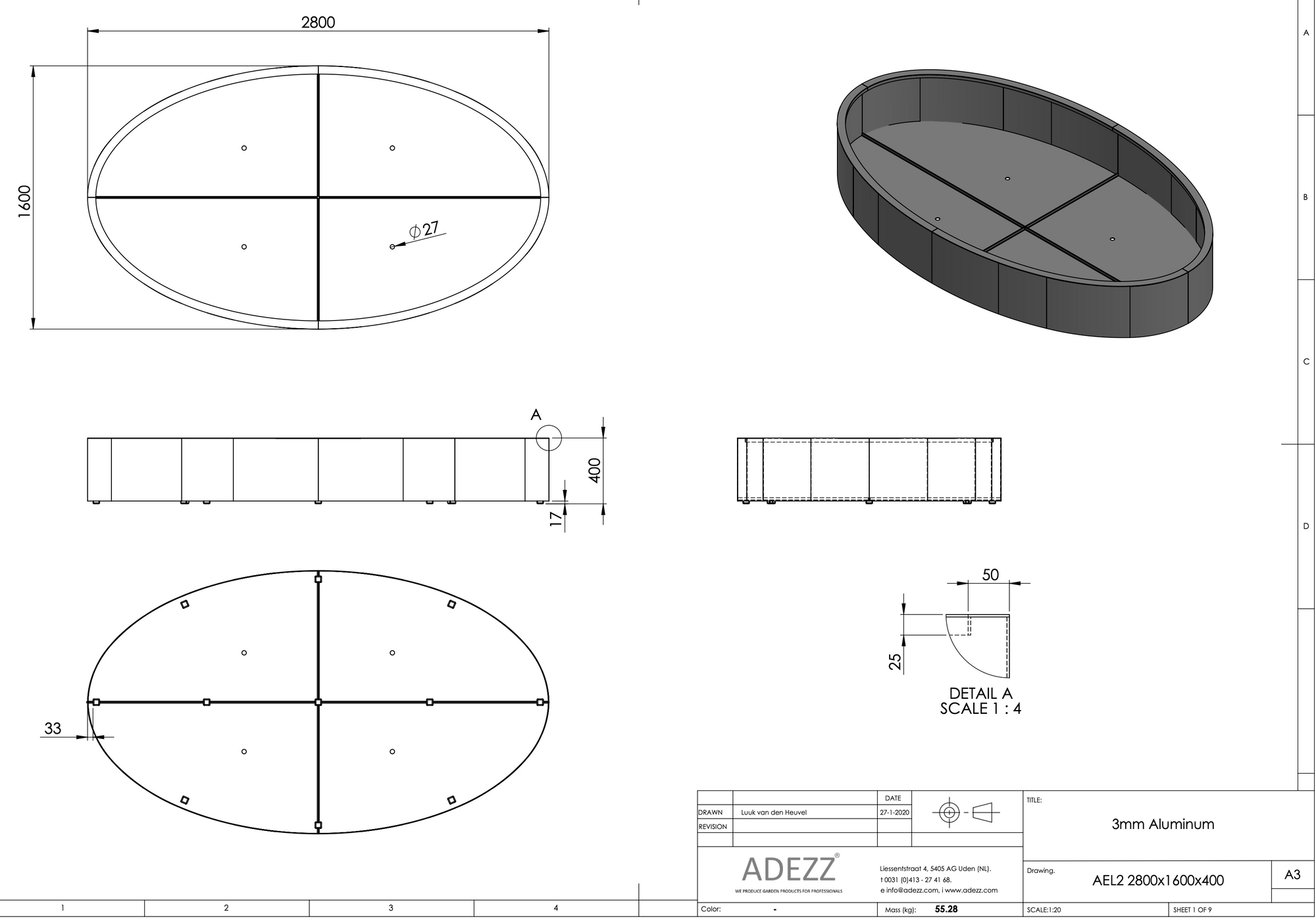 Adezz Ellipse en aluminium 