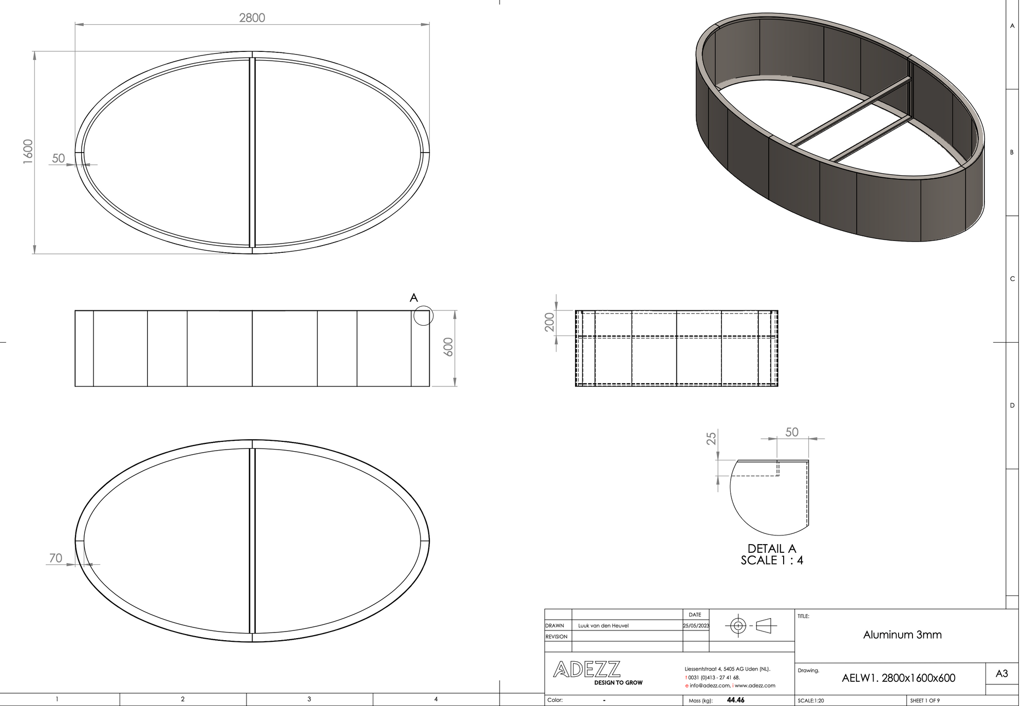 Adezz Ellipse made of aluminum without base 