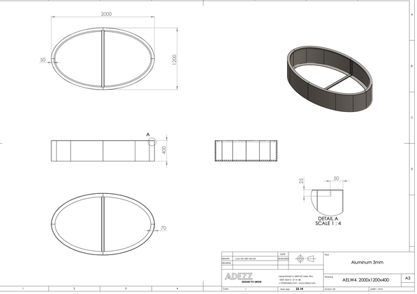 Adezz Ellipse made of aluminum without base 