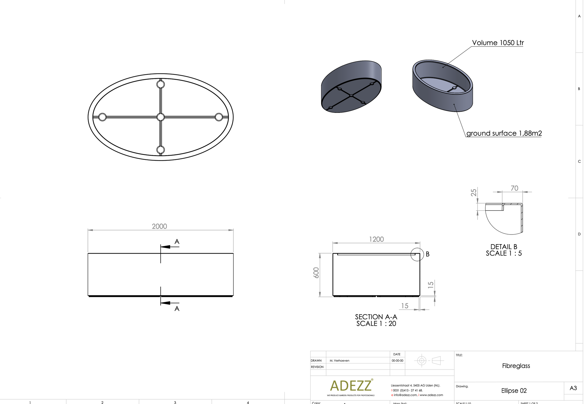 Adezz ellipse made of fiberglass 