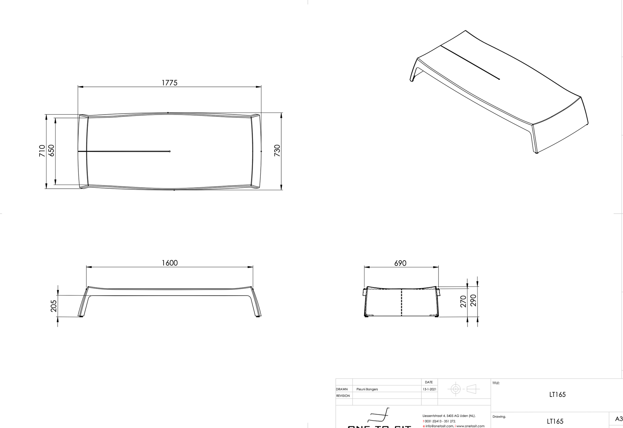 Table de salon Adezz O2S 160 cm 