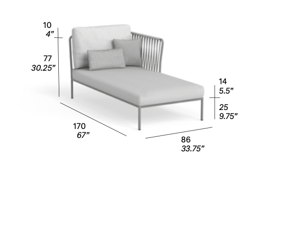 expormim Nido Chaiselongue mit Armlehne rechts 170 cm