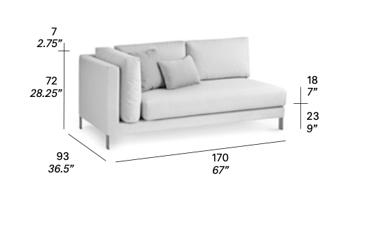 expormim Slim Abschlusssofa mit Armlehne links