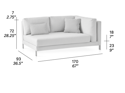 expormim Slim Abschlusssofa mit Armlehne rechts