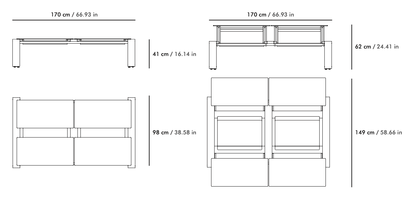 Ego Paris Quattro Modular Couchtisch Kama