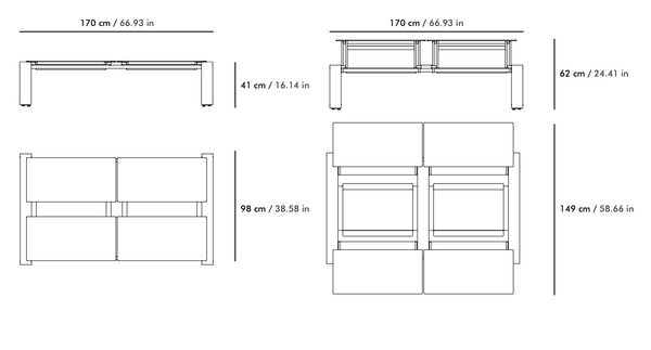 Ego Paris Quattro Modular Couchtisch Kama