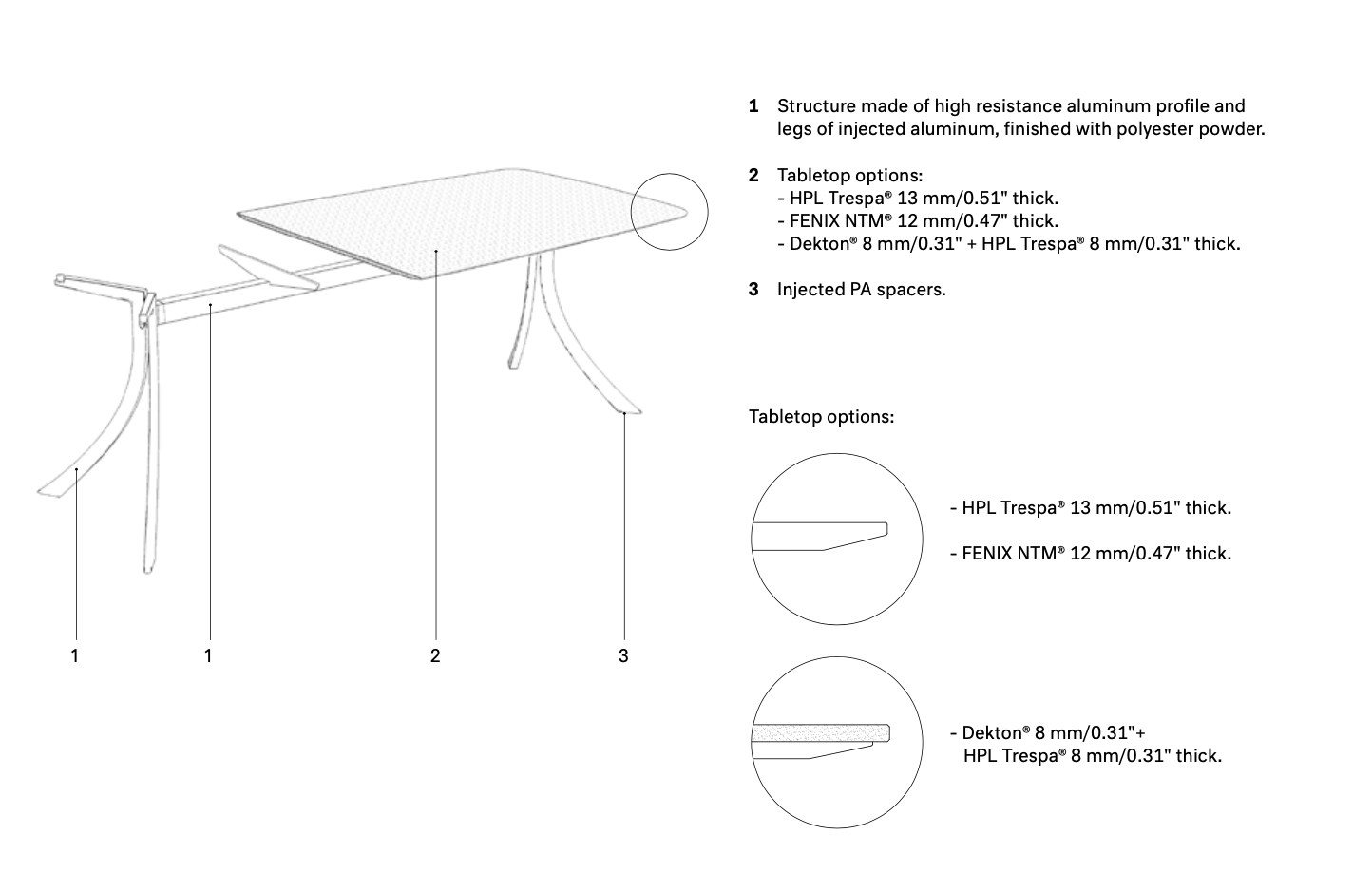 expormim Esstisch Falcata 295 cm