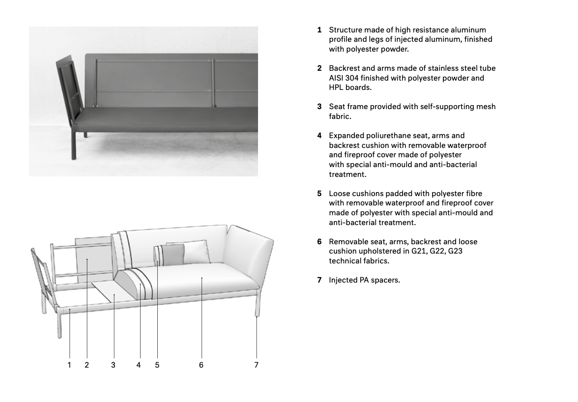 expormim Livit Chaiselongue-Modul mit Armlehne rechts