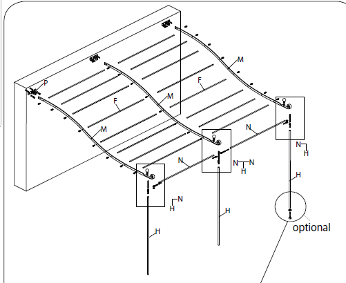 Hauptträger aus Gusseisen für die Solaire Pergola von Unopiu. Robuste Konstruktion für langfristige Haltbarkeit im Außenbereich.