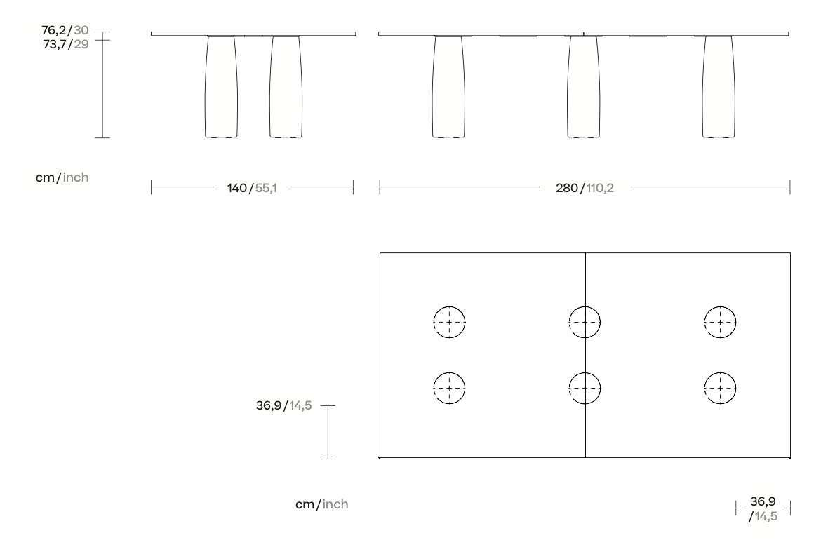 Kettal Il Colonnato table à manger pierre 280 cm