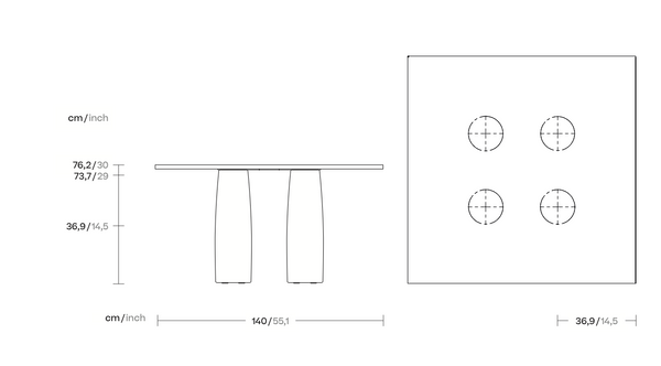 Kettal Il Colonnato table à manger marbre 140 cm