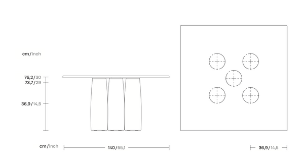 Kettal Il Colonnato table à manger marbre 140 cm