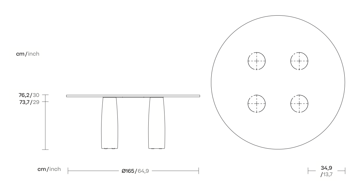 Kettal Il Colonnato table à manger teck ø165 cm