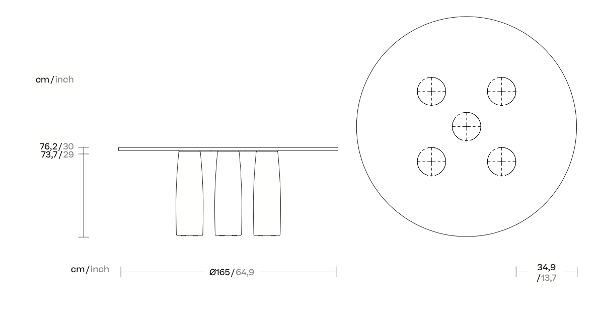 Kettal Il Colonnato table à manger teck ø165 cm