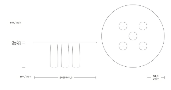 Kettal Il Colonnato table à manger teck ø165 cm